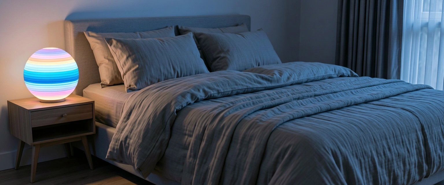 Pokojné prostredie spálne podporujúce regeneráciu